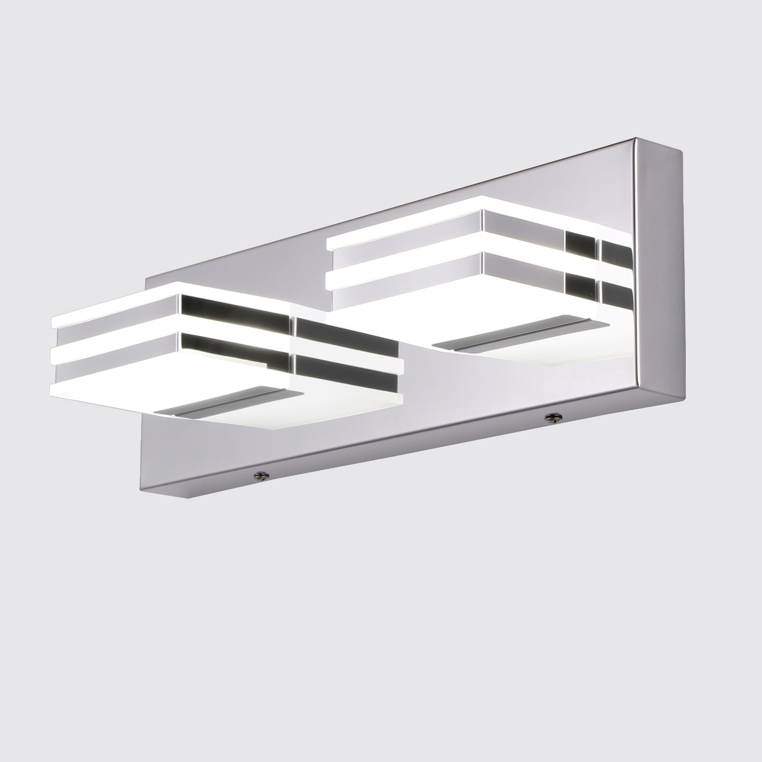 LED Vanity Light Bar 2 light Bathroom Mirror Light Fixtures Modern 12W Bath Lamps Over Mirror 14 Inch Bathroom Wall Lighting Fixtures Chrome Restroom Lights Fixtures over Sink Acrylic Vanity Sconces
