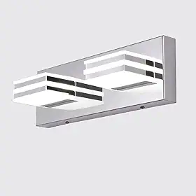 Luminária LED, 12 W, espelho de luz, lâmpada de vaidade, moderno, acrílico, aço inoxidável, banheiro, parede, iluminação sobre espelho, cromada, 2 luzes, banheiro, quarto, luminárias