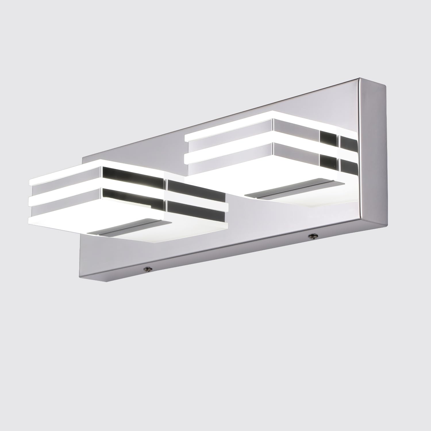 LED Vanity Light Bar 2 light Bathroom Mirror Light Fixtures Modern 12W Bath Lamps Over Mirror 14 Inch Bathroom Wall Lighting Fixtures Chrome Restroom Lights Fixtures over Sink Acrylic Vanity Sconces