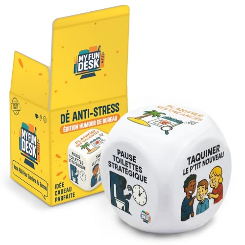 Dé Anti-Stress Humour – Cube Anti Stress – Balle Anti Stress – Gadget Fun & Accessoire Bureau – Cadeau Secret Santa/Bureau/Anniversaire/Pot de Départ...