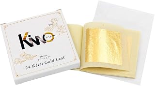 1.7" X 1.7" Gold Leaf Sheets Edible for Cakes, 24K Edible Gold Leaf for Art Painting, Gold Leaf Edible for Makeup, Drink Decorations, Gilding, Skin Care, 10 Sheets