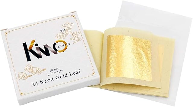 1.7" X 1.7" Gold Leaf Sheets Edible for Cakes, 24K Edible Gold Leaf for Art Painting, Gold Leaf Edible for Makeup, Drink Decorations, Gilding, Skin Care, 10 Sheets