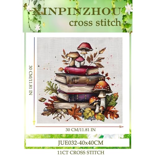 Xinpinzhou MEISHI-MOGUHESHU Mushroom 11Ct Cross Stitch Kits, 11 Ct Funny Pre Printed Counted Stamped Cross Stitch Embroidery Needlepoint Needlework Patterns Kits thumb #1