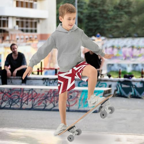 DOMIKING Flag Star Red Kids Shorts Pull-on Boys Shorts with Elastic Waist Casual Athletic Pants for Summer Playwear4