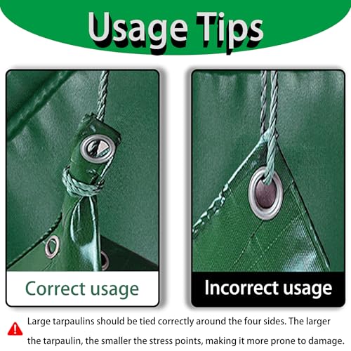 Lona protectora impermeable de 130x210 cm multiusos verde 400 g/m² 5