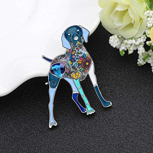 Image of WEVENI Enamel Alloy Rhinestone Great Dane Dog Brooch Pins Scarf Suit Dress Jewelry Gifts for Women Lady Girl (Blue)