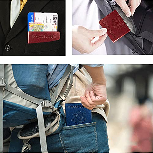 Passport Cover and Vaccine Card Holder Combo, PU Leather Passport Holder with Vaccine Card Slot (Red) - Image 5
