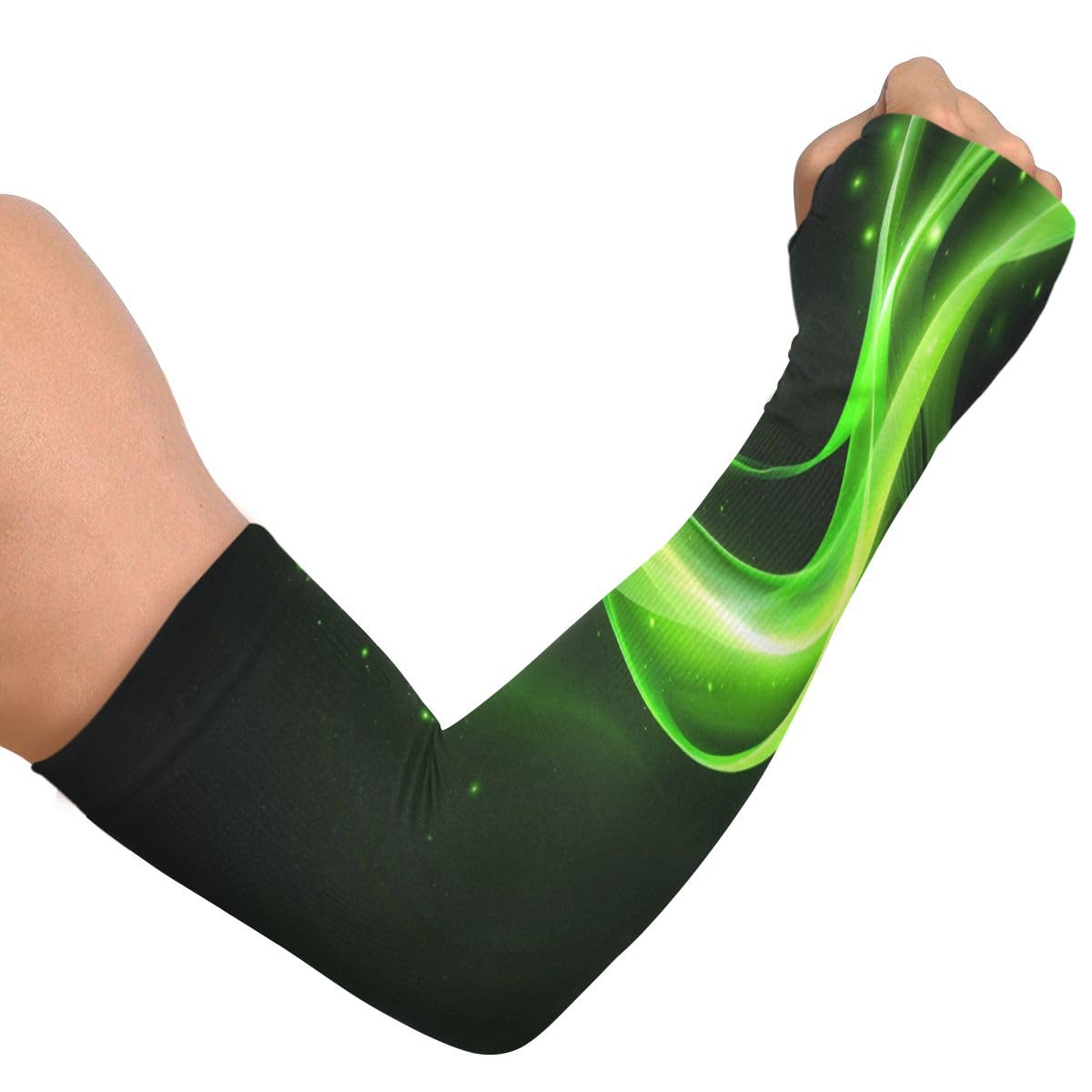 Cooling Arm Sleeves for Men Women UV Sun Protection Arm Covers Green Light Wave Compression Sleeves Sports Football Golf Cycling