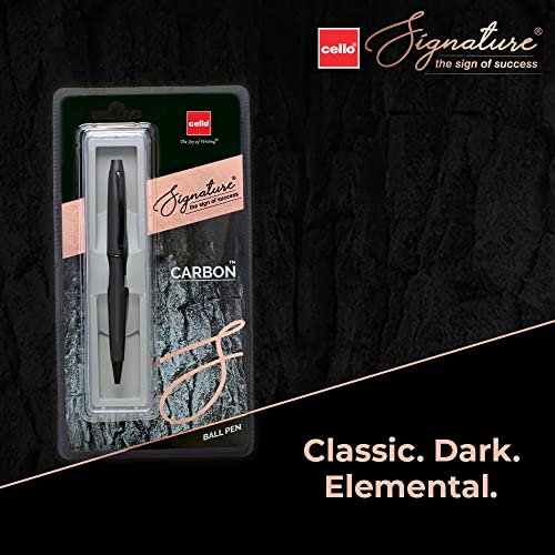 Signature Cello Carbon Ball Pen | Blue Ink | Matte Black Premium Metal Pen for Gift | Stylish Corporate & New Year Gifts for Men & Women (Image - 2)