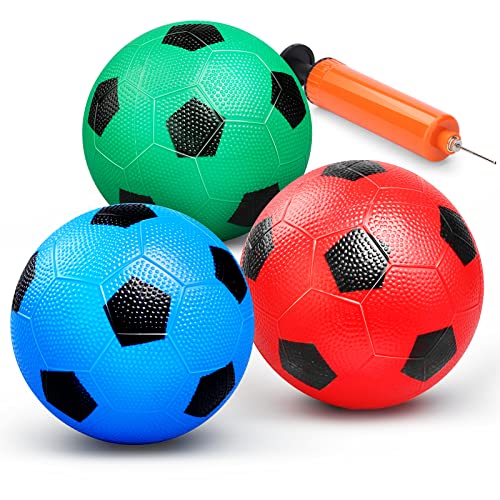 Anzmtosn Lot de 3 mini ballons de football doux pour tout-petits et bébés de 15.2 cm,Paire de ballons de football pour bébé, ballons de plage, ballons de piscine arc-en-ciel