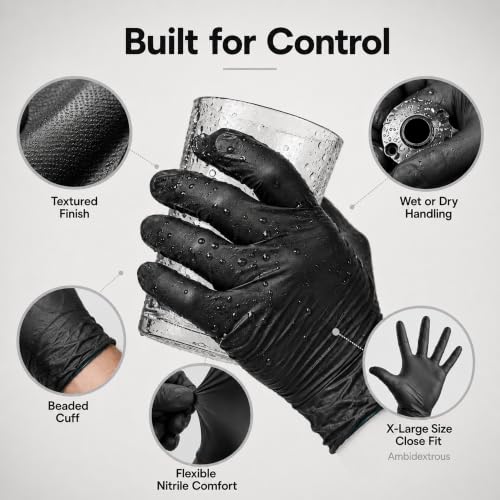 Image of ForPro Disposable Nitrile Gloves, Chemical Resistant, Powder-Free, Latex-Free, Non-Sterile, Food Safe, 4 Mil