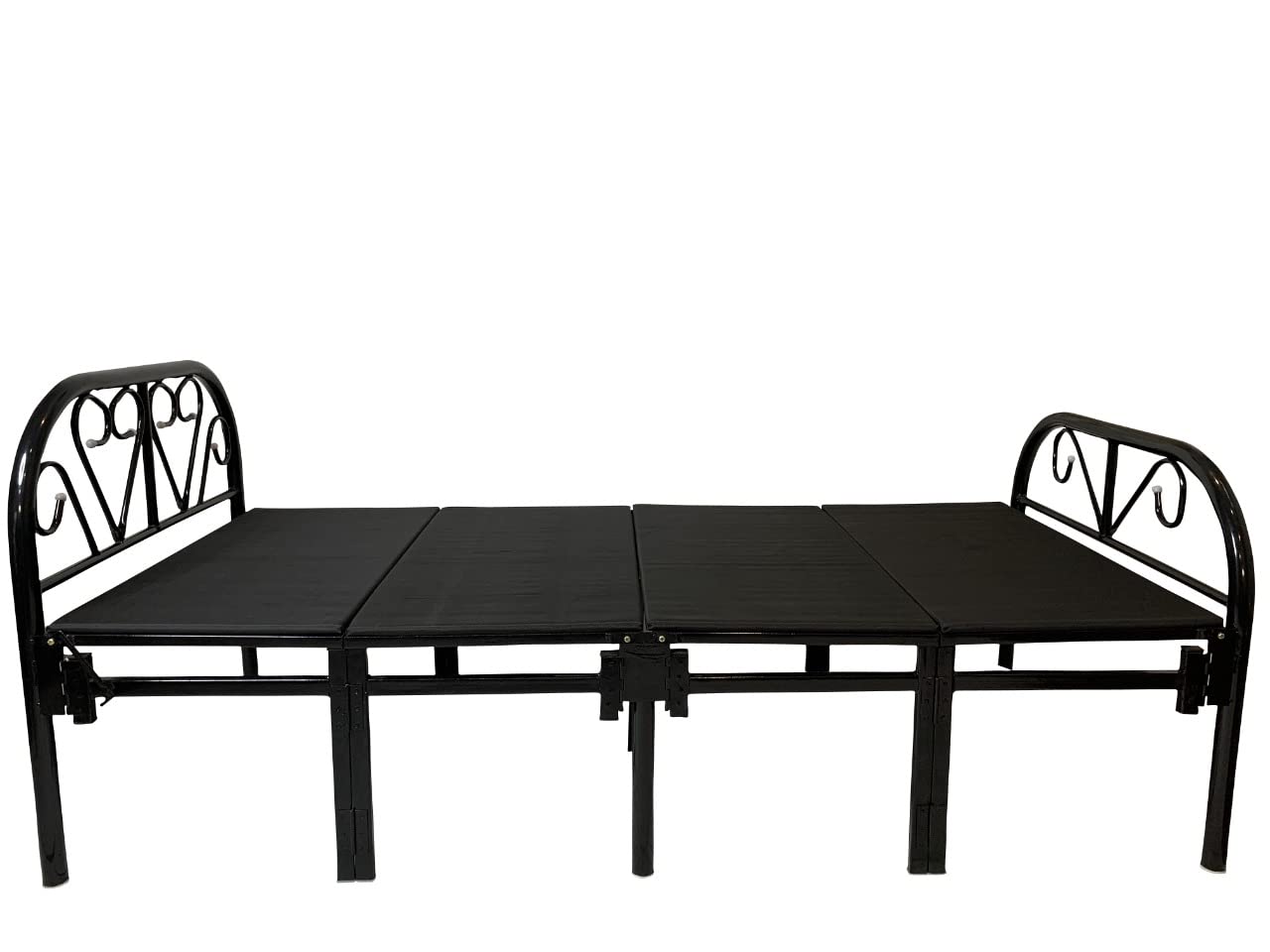 Sahni Furniture Iron/Metal/Steel Single Folding Bed/cot with Fixed Half