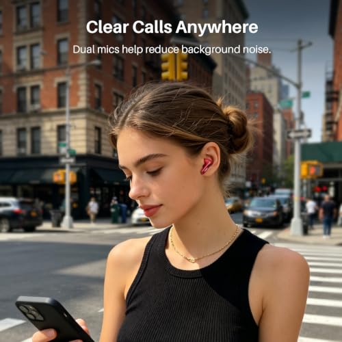 TOZO T20 Wireless Earbuds 97H Playtime, Wireless Charging LED Display Case | 10mm Deep Bass Sound, Dual Mic ENC Clear Calls, IPX8 Waterproof, Bluetooth 5.3, Comfortable Fit Ear Buds For Daily Use, Red - Image 6