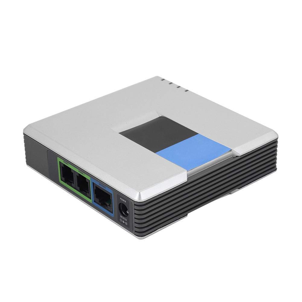 Lazmin112 Gateway VoIP, Adattatore telefonico Internet Gateway VoIP a 2 Porte con Cavo di Rete, Supporto protocollo Sip V2, per PAP2T(Spina UE)