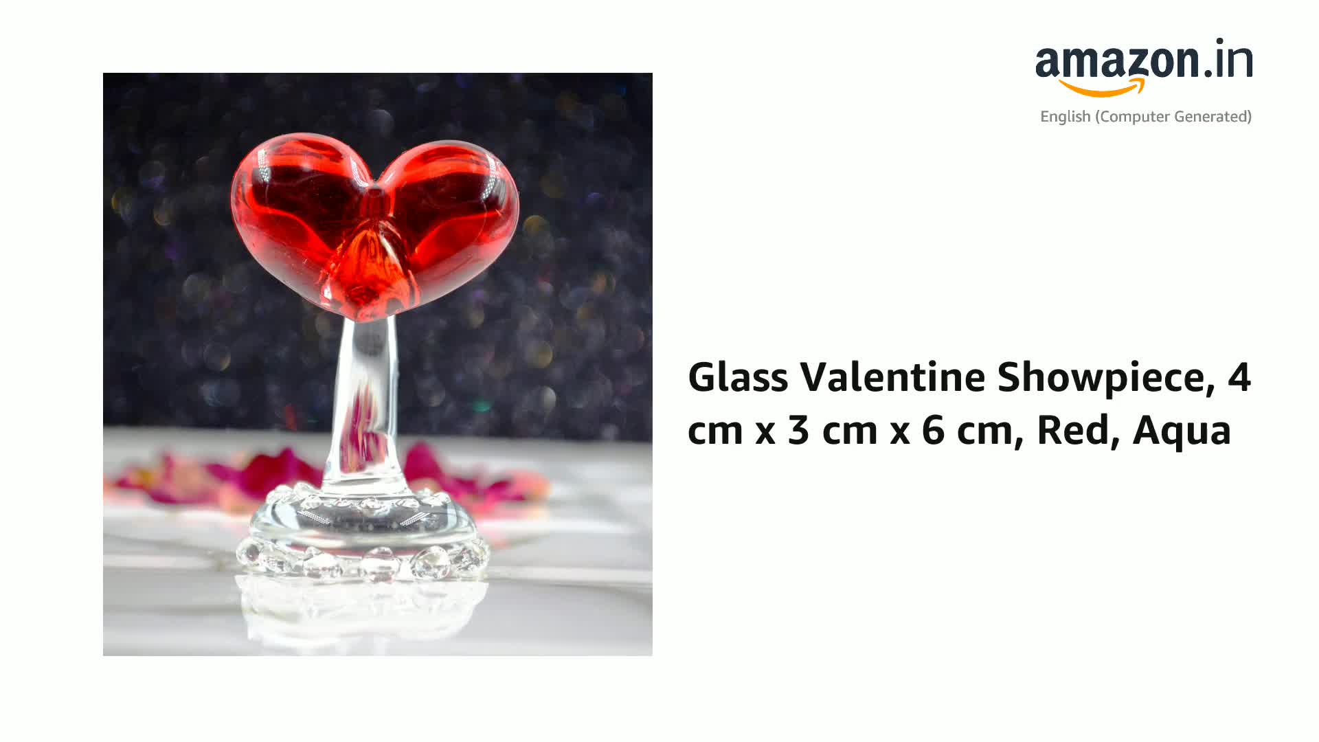 Glass Valentine Showpiece, 4 cm x 3 cm x 6 cm, Red, Aqua : Amazon