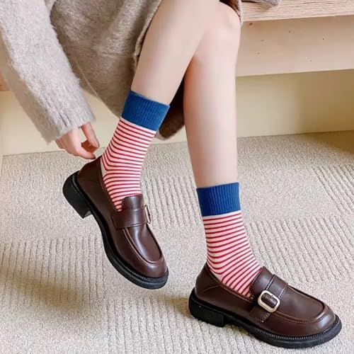 10 Pairs Retro Colorful Striped Socks Cute Long Tube Crew Socks Casual Athletic Calf Tube Sock Cozy Slouchy Ankle Sock for Women Girls4