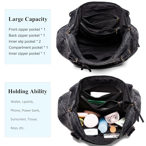 Image of Designer Denim Handbags for Women Hobo Tote Bag Crossbody Denim Purses Blue Jean Shoulder Bag