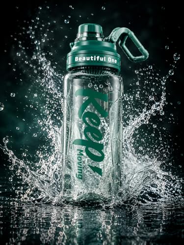 Image of 2 Liters Large Water Bottle With Straw & Handle, Sport Canteen Bottle With Time Marking, Leakproof Gym Water Bottle For Women & Men - Multicolor - Plastic (Light Green)