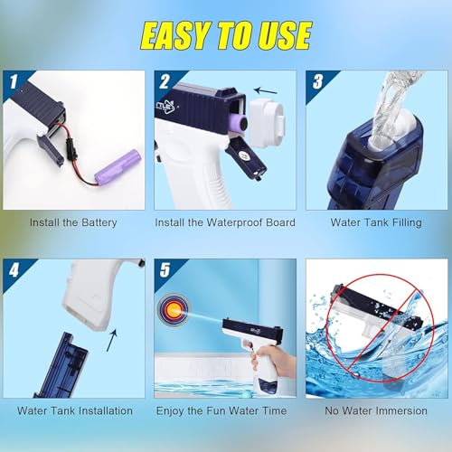 Image of WISHKEY Water Blaster Gun Toy with Rechargeable Battery, Long-Range High-Powered Water Gun, Large-Capacity Water Tank, Durable Kid-Safe Design for Outdoor Summer Fun (Pack of 1, Blue)