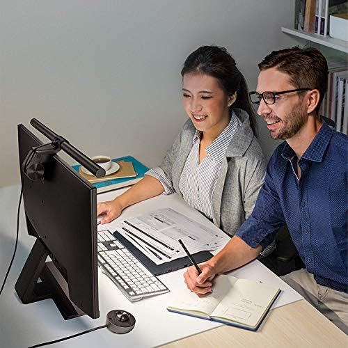 BenQ ScreenBar Plus Monitor Light, LED Light Bar with Desktop Dial, Auto Dimming, Brightness & Hue Adjustment, Space Saving Home Office Lamp, Eye Caring, USB Powered, Matte Silver