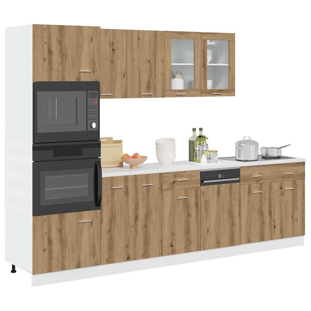 vidaXL 7-TLG. Küchenschrank-Set Lyon Artisan-Eiche Holzwerkstoff, Küchenzeile, Küchenschrank, Schrank, Hängeschrank, Spülenunterschrank, Küchenmöbel