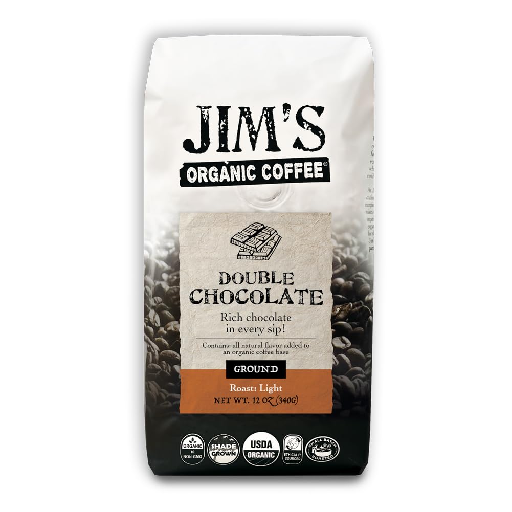 Jim’s Organic Coffee Double Chocolate Coffee, Drip Ground