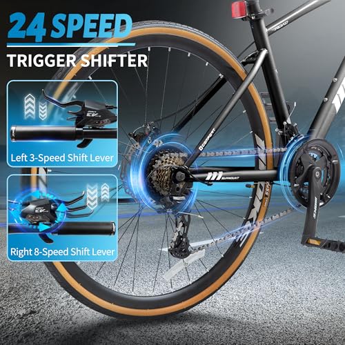 Image of DEYGIA Hybrid Bike, 24-Speed 700C Wheel Hybrid Bicycle with Dual Disc Brakes, Trigger Shifting, Internal Wiring Frame, Lightweight City Commuter Bicycle for Men Women Adult, Multiple Colors
