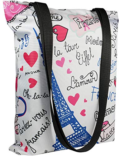 Shellbag Bolsa Bolsa de la Compra Paris Torre Eiffel, Forrado, poliéster, carbón, ca. 42 x 33 cm