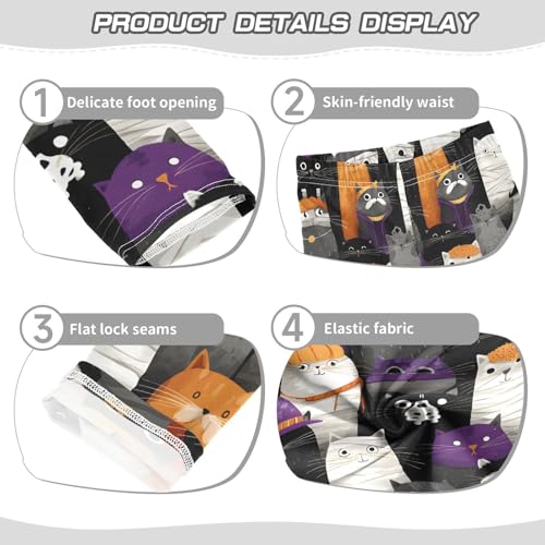 ALAZA Girls' Leggings Children's Yoga Pants Skinny Printed Dance Cat Vintage Cute Comfortable 4T2