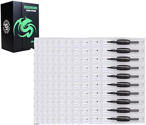 Dragonhawk 100 Counts Black Disposable Tattoo Tubes with Matching Assorted