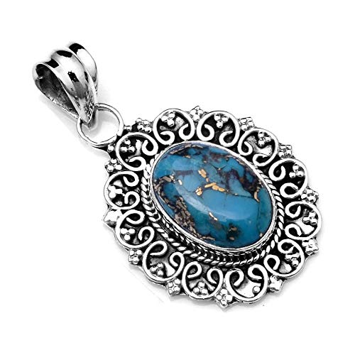 Silver Palace Colgante de Plata de Ley con Turquesa y Cobre Hecho a Mano para Mujeres y niñas Cover