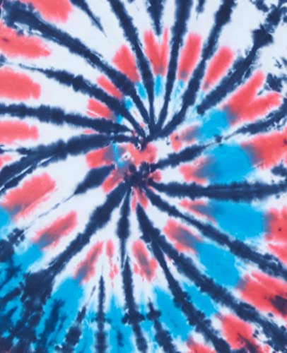Sleepyheads Women's 2 Piece Short Sleeve Tie Dye Shorts Loungewear Pajama Set, Shorts Set - Red, White, Blue Spiral Tie Dye, Small #TOP3