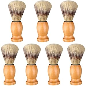 7Pcs Men Shaving Brush Wood Handle, Professional Salon Tools Hand Crafted Shaving Brush Wood Handle Shave Brushes Handmade Pure Badger Hair Brush for Men1