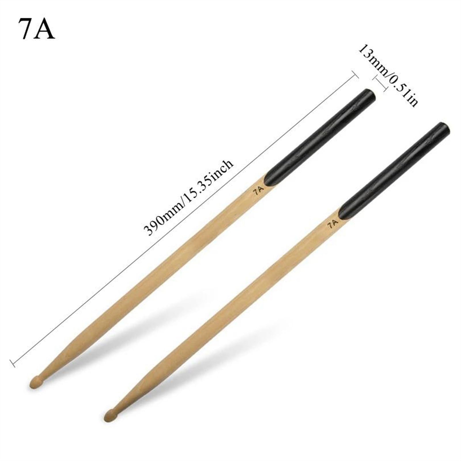 1 Paio Di Bacchette Per Batteria Durevoli In Legno Di Noce 5A/7A, Bacchette Per Batteria Jazz Per Gruppi Musicali Con Manico Nero Bacchette per Batteria Principianti (Color : 7A)