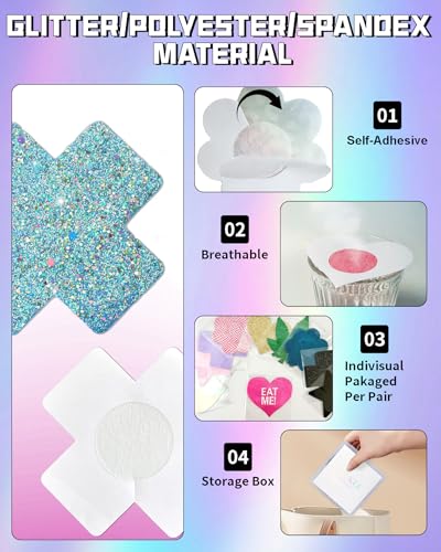 Image of CICKEE Pasties Rave Pack - 15 Pairs Nipple Covers Stickers - Disposable Sticky Breast Petals