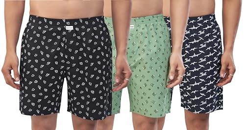 Image of Nermosa Men's 100% Cotton Boxer Shorts - Soft, Breathable, All-Day Comfort (Pack of 3)
