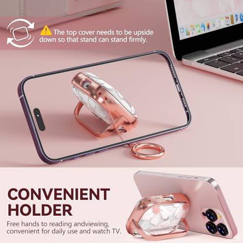 Image of Inesore for AirPods Pro 3 Case Cover 2025 with Lock-White Lily | Two-Piece Design,with Gold Keychain & Clean Pen, As Phone Stand,Support Wireless Charging,Cute Luxury Case for Women Girly
