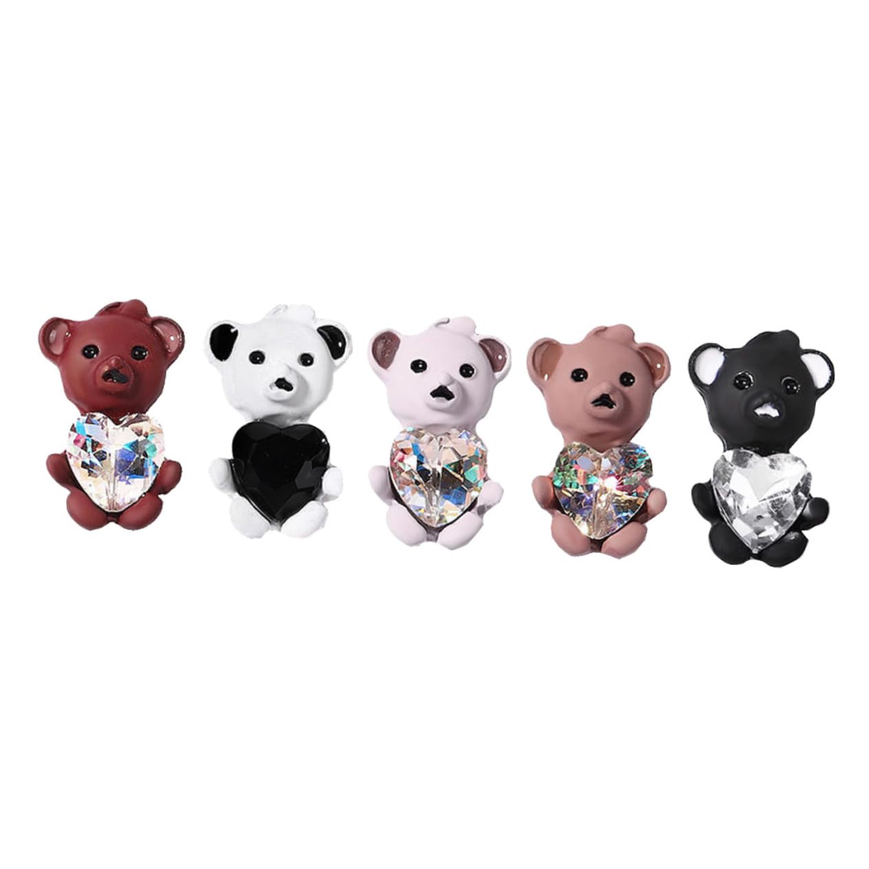 AUTSUPPL Nail Art Bear Decor 5pcs Bear Modeling Manicure Accessories Shiny Rhinestones Practical DIY Beauty