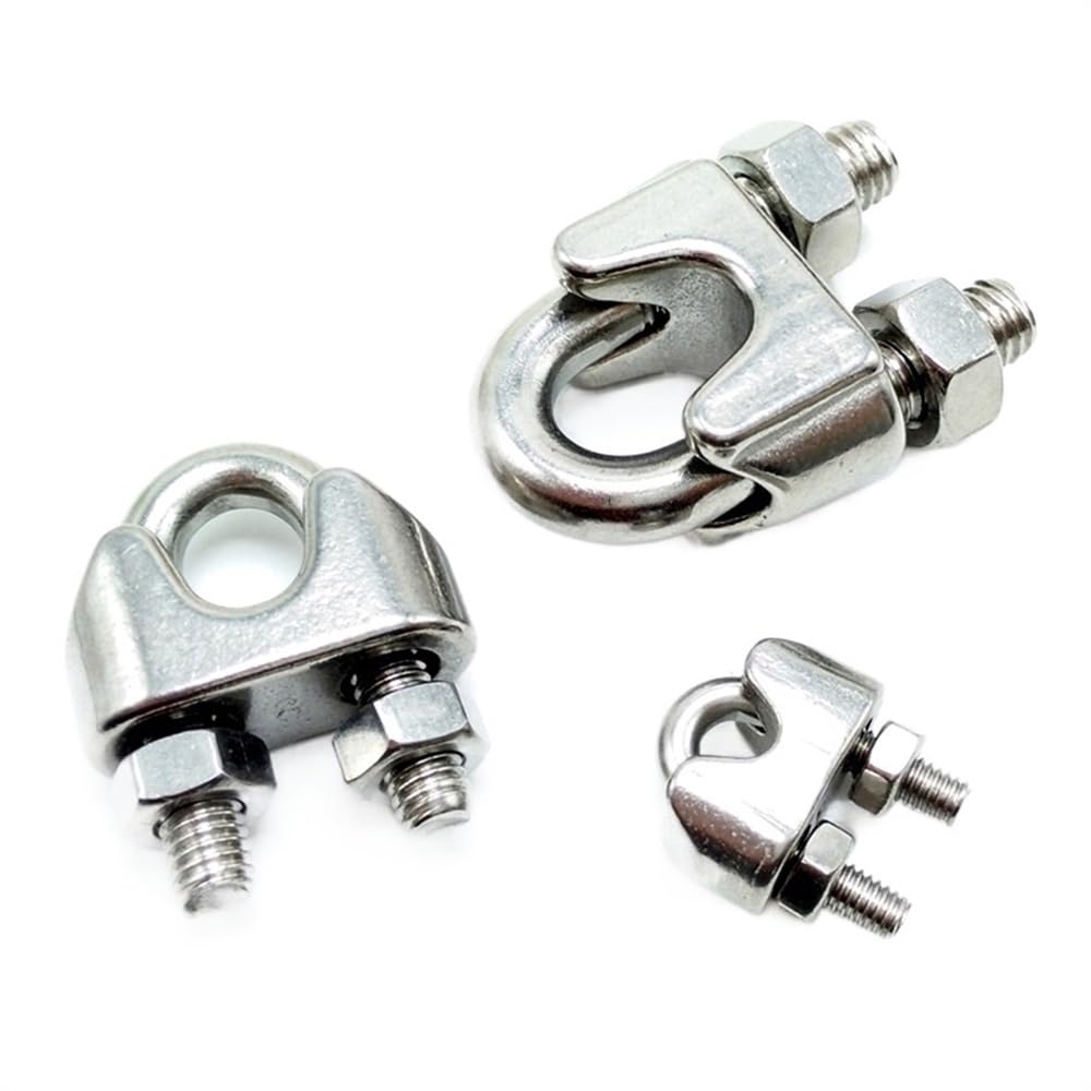 Abrazaderas De Cuerda De Cable Clip de cable acero inoxidable, apretones cuerda alambre(M3-50 Pcs -ss316)