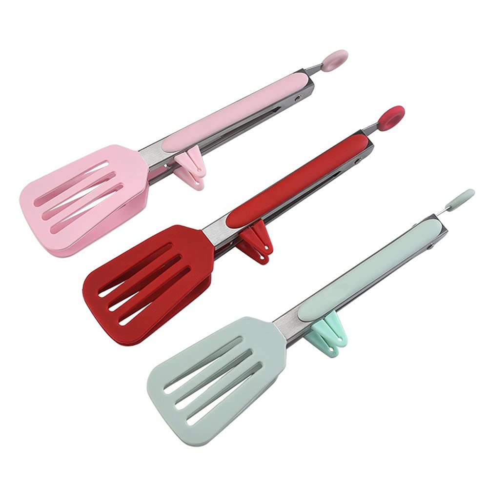 Pince de Cuisine, 1 pièce, en Acier Inoxydable, en Silicone, antidérapante, pour Service de Cuisine, Restaurant, Barbecue (Vert)