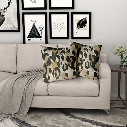 Leopard Pillows Covers Set Of 2 Cheetah Decorative Animal Brown Grey Farmhouse Fashion Home Sofa Soft Cushion Cover Throw Pillowcase Gift For Couch Indoor Bed 18 X 18 Inch #TOP5