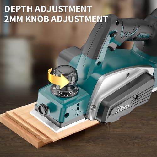 Bild 5 - DNTI Professional Akku-Hobel 20 V Brushless 82 mm Hobelbreite bis 2 mm Spantiefe Akku-Randhobel bürstenloser Elektrohobel 15000 U/min, Ideal für Holzarbeiten Möbel und DIY-Projekte 1 * 4.0AH Batterie