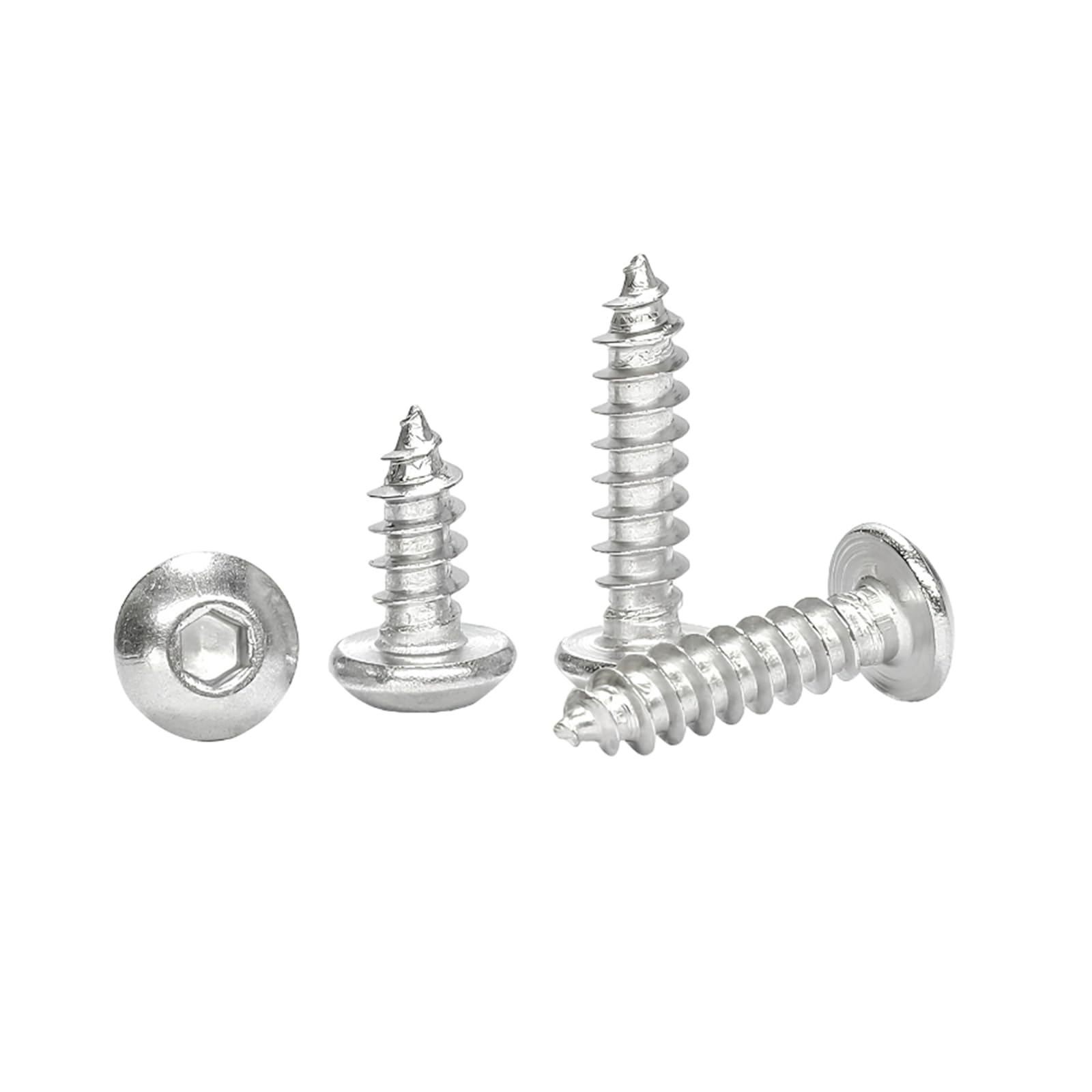 Tornillos autorroscantes Tornillos autorroscantes for Madera de Acero Inoxidable con Cabeza Hexagonal y botón, M2/M2.6/M3/M4/M5/M6, M3 x 8 mm, 10-50 Unidades(M2.6x8mm)