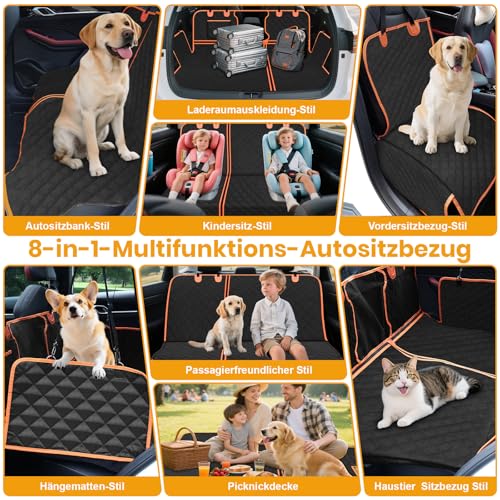 CIYYFVA Hund Autositzbezug Rückbank, 600D Wasserdicht & Kratzfest Hundedecke Auto mit Seitenschutz und Sichtfenster, Universal Autoschondecke Hund rücksitz, Hunde Autodecke