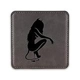 Kneeling Sexy Devil Drink Coaster Leatherette Coasters God Islam Muslim - Grey - Set of Six Coasters