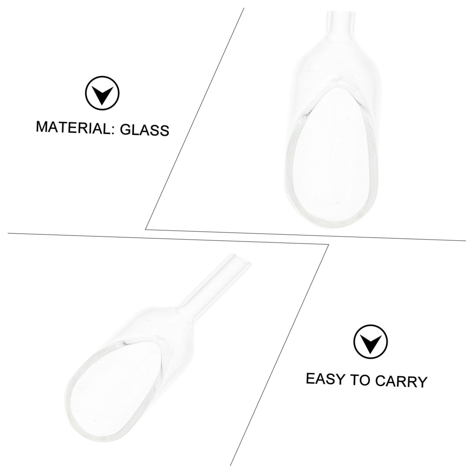 NAMOARLY Precision Laboratory Weighing Scoop 25x75mm Glass Spoon Safe Smooth Surface for Chemistry Educati