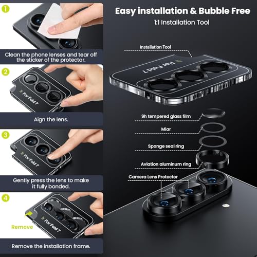 Image of TechTrendz Camera Lens Protector Ring for Samsung Galaxy Z Fold 7 Camera Aluminum Alloy Rings, Ultra-HD Full Coverage Anti Scratch Metal Ring, Z Fold 7 Camera Lens Protector (3 Ring Included) (Silver)