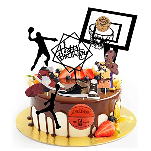 8Pcs Happy Birthday Cake Topper DéCoration De GâTeaux FêTe DéCorations Acrylique Cupcake Toppers Pour DéCorer Le GâTeau D'Anniversaire Pour Enfants Decoration Gateau De Basket-Ball