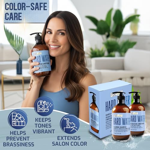 Image of Hard Water Shampoo and Conditioner Set - Sulfate Free and Paraben Free Chelating Action - Moisturizing Professional Formula for Women and Men - Hydrating Swim Safe Formula - 16 Fl Oz (Set of 2)