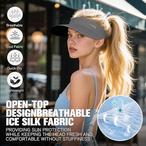 Image of YANIKY Sun Visor Hat for Women,UPF50+ Seamless Sun Hats Men Women Lightweight Sports Cap Stretchy Ponytail Hat for Outdoor